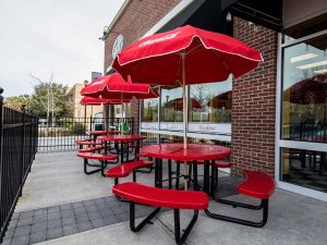 exterior seating sandwich shop