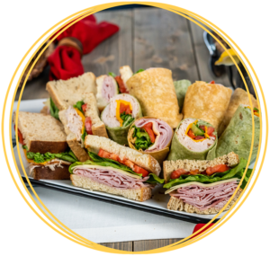 catering wraps and sandwiches on a platter